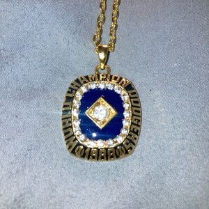 Blue and Gold Champion Dodgers Pendant Necklace